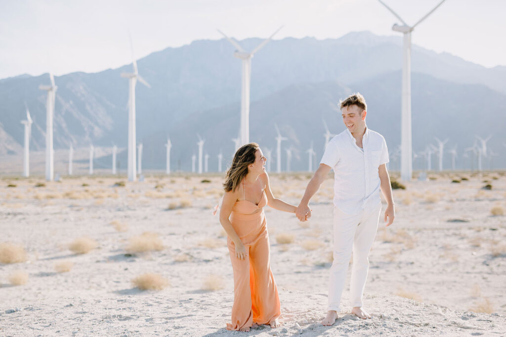 wind mills Palm Springs engagement