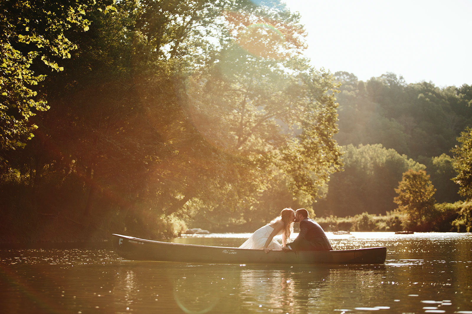 adventure wedding in a canoe