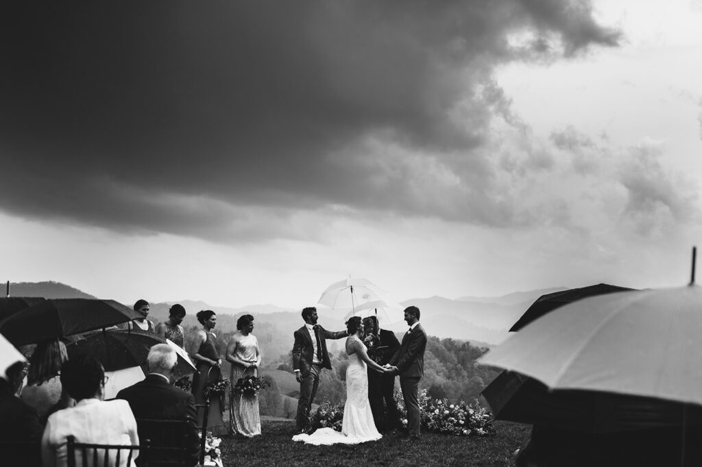 rainy wedding asheville