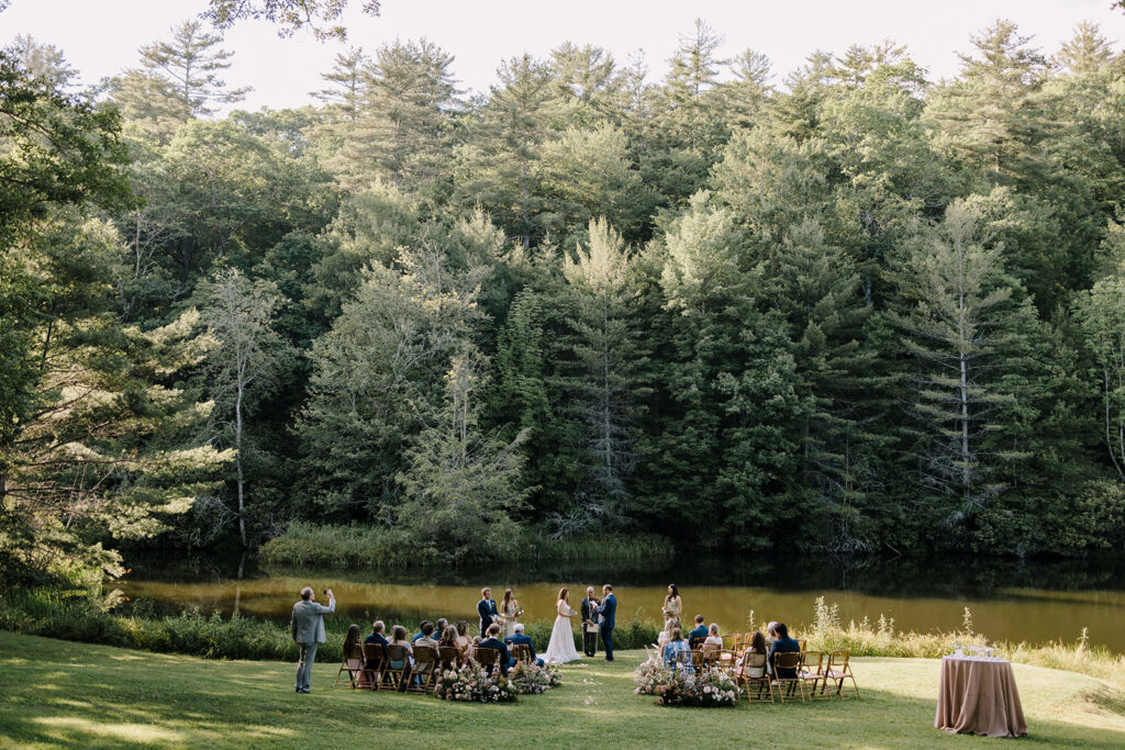 wedding ceremony at the pond flat mountain farm