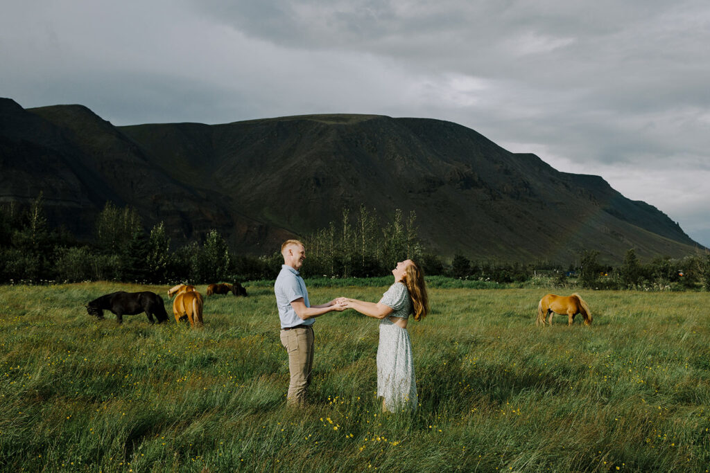 Iceland elopement with horses