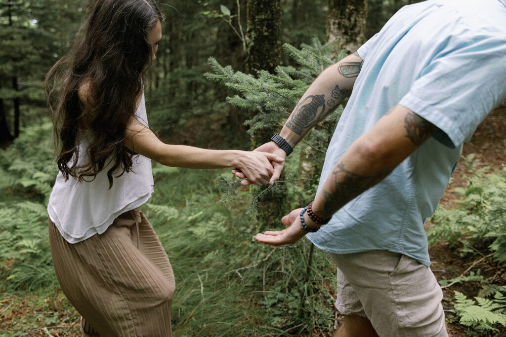 wooded engagement photos asheville