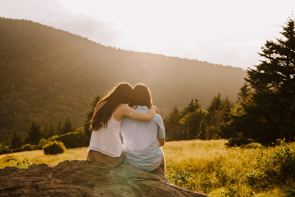 rainy engagement session at roan mountain