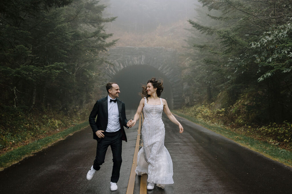 moody wedding photos on blue ridge parkway