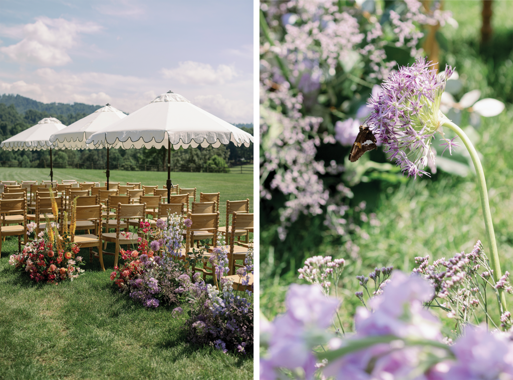 serpentine ceremony with parasols