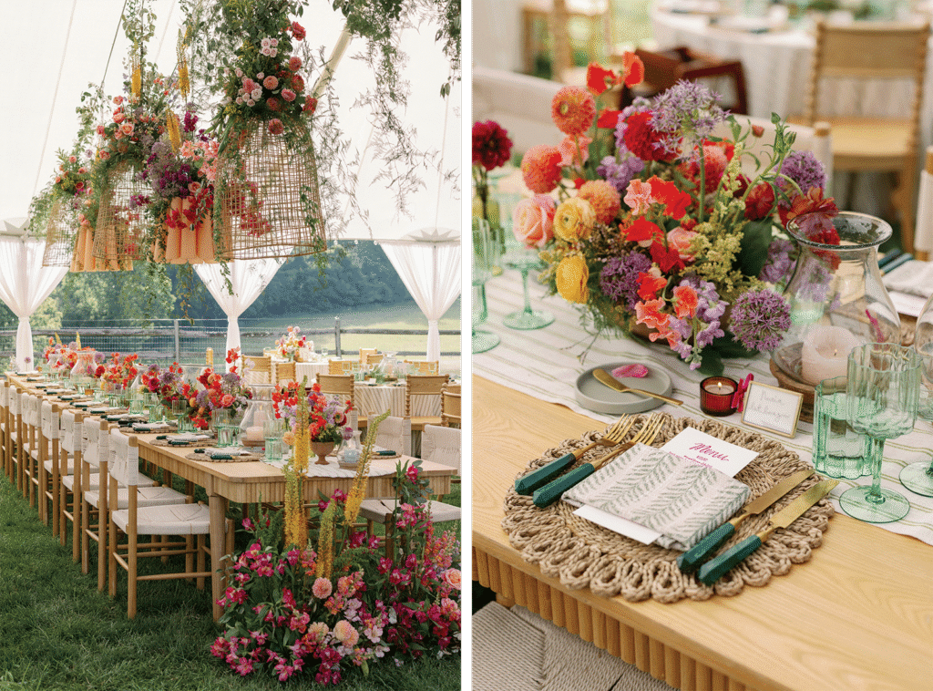 colorful tented wedding claxton farm
