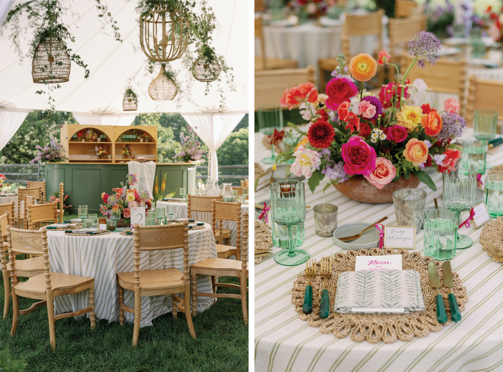 colorful tented wedding Claxton farm